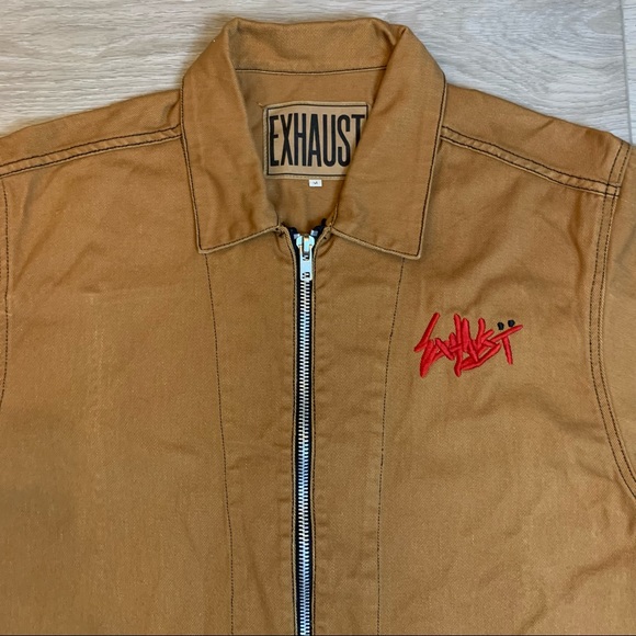 Rare 90's Hip Hop Exhaust Yellow Denim Jacket - Picture 4 of 12